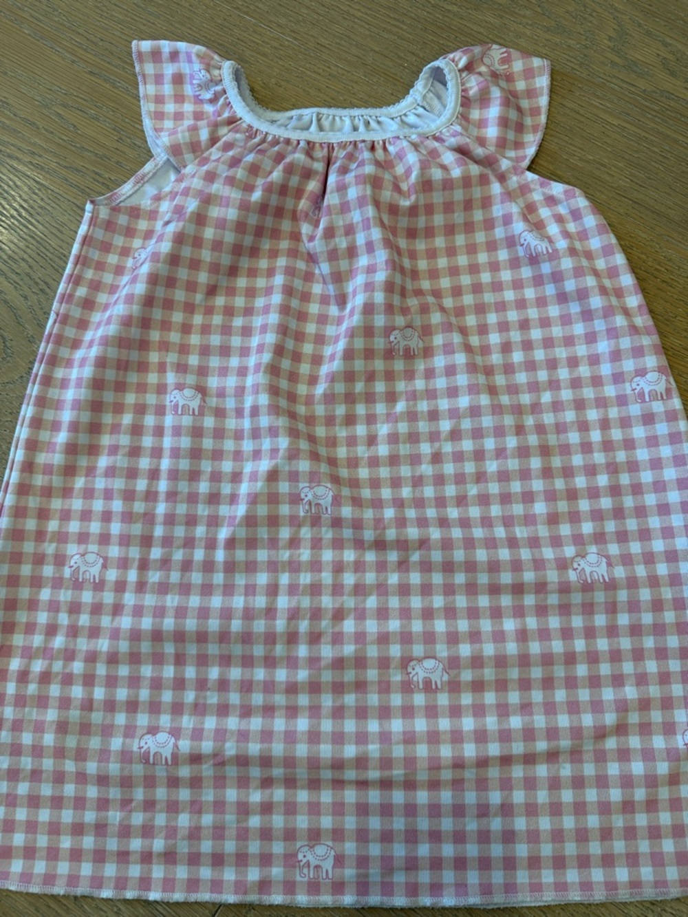 Roller Rabbit Pink and White Gingham Elephant Nightgown